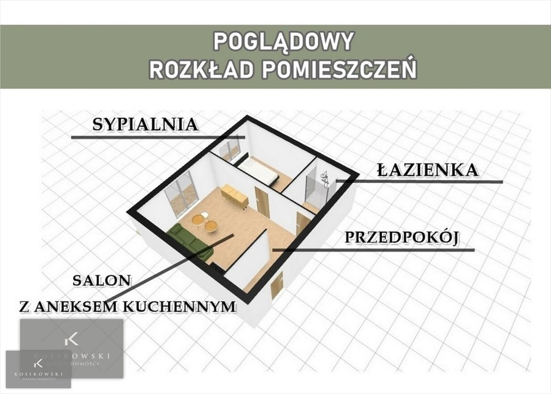 Mieszkanie dwupokojowe na sprzedaż Namysłów, centrum  33m2 Foto 6