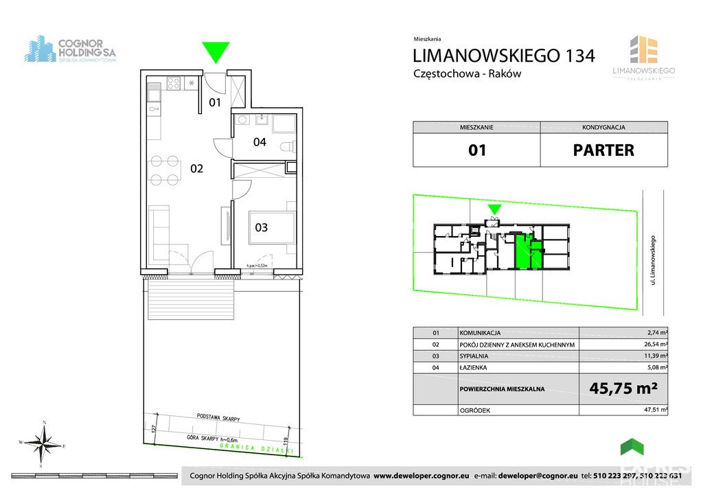 Mieszkanie dwupokojowe na sprzedaż Częstochowa, Raków, Limanowskiego  46m2 Foto 14