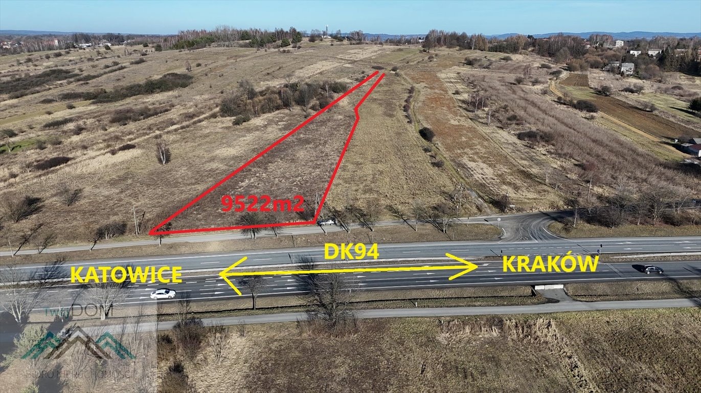Działka produkcyjno-usługowa 9522 m² z mediami, przy DK94 Krzykawa  9 522m2 Foto 1