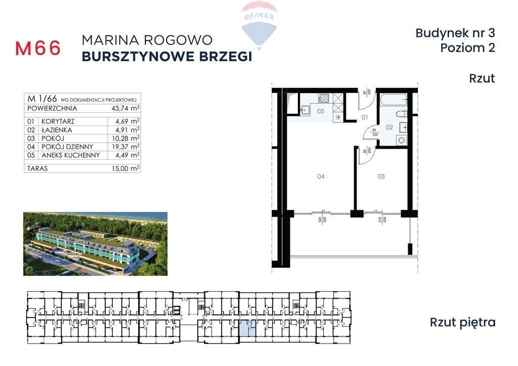 Mieszkanie dwupokojowe na sprzedaż Rogowo  44m2 Foto 2