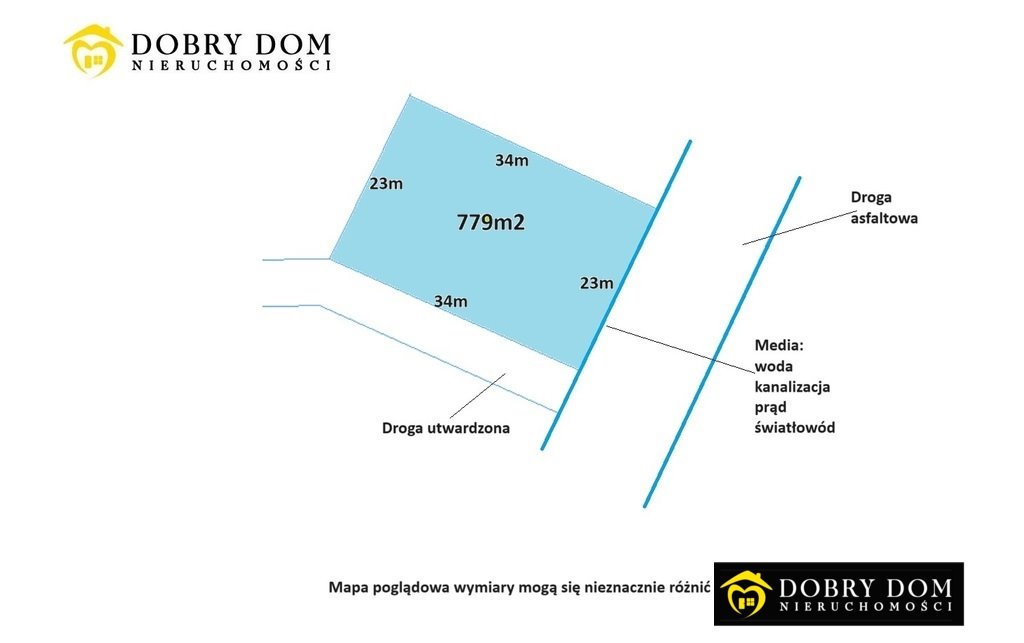 Działka budowlana 779 m² z mediami, asfalt, plan na dom Krynki  779m2 Foto 1