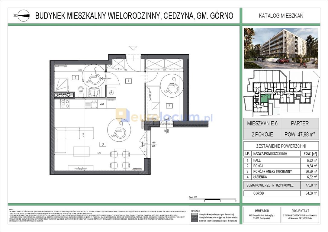 Mieszkanie dwupokojowe na sprzedaż Cedzyna  48m2 Foto 4