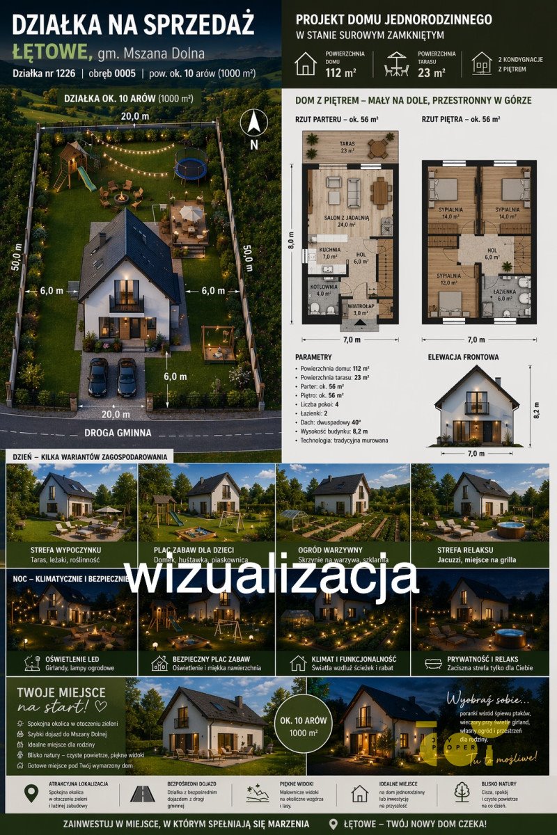 Nowoczesny dom w stanie surowym z widokiem na góry Łętowe, Nowa Wieś  130m2 Foto 1