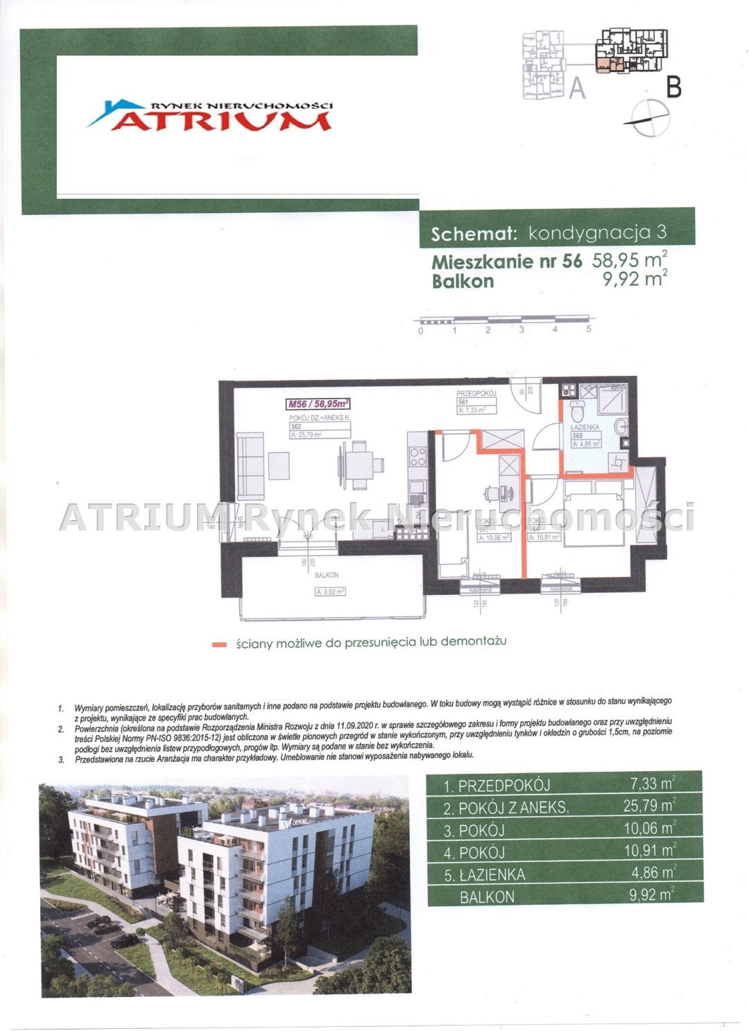 Mieszkanie trzypokojowe na sprzedaż Piotrków Trybunalski, Wyzwolenia  59m2 Foto 1