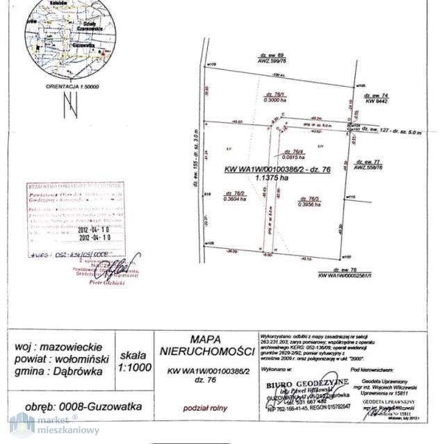 Polecam działki rolno-budowlane 3000 m² z mediami w Guzowatce Radzymin, Dąbrówka Szlachecka  3 000m2 Foto 1