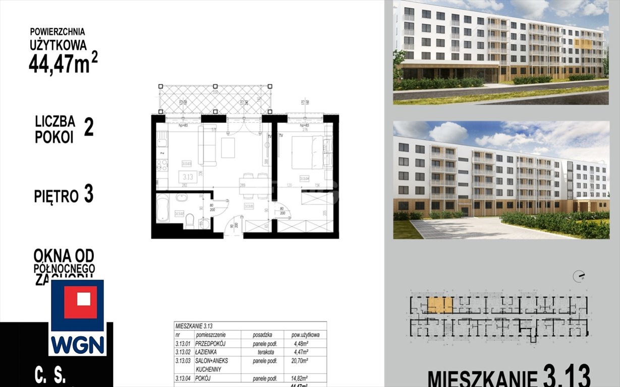 Sprzedam nowoczesne 2-pokojowe mieszkanie 44,47 m² z balkonem i windą Głogów, Wojska Polskiego  44m2 Foto 1