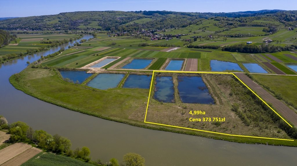 Działka z dwoma stawami nad rzeką San – 49,9 ha Nozdrzec  49 900m2 Foto 1