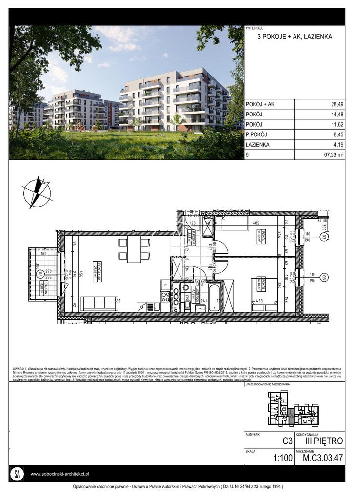 Mieszkanie trzypokojowe na sprzedaż Bydgoszcz, Fordon, Fordońska  67m2 Foto 4