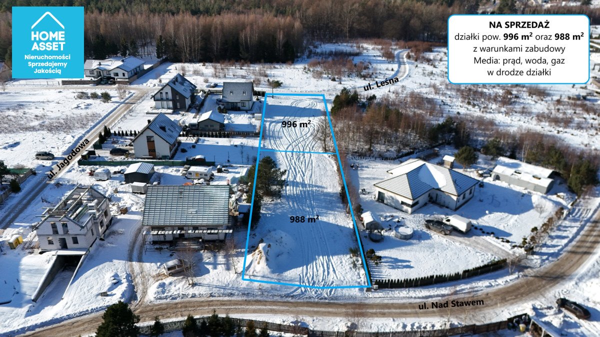 Działki pod dom w spokojnej okolicy z mediami i WZ Domatówko, Nad Stawem  996m2 Foto 1