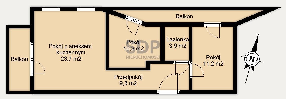 Mieszkanie trzypokojowe na sprzedaż Wrocław, Krzyki, Racławicka  59m2 Foto 6