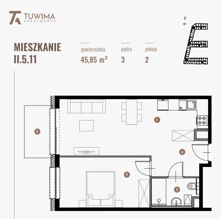 Mieszkanie dwupokojowe na sprzedaż Łódź, Juliana Tuwima (Łódź-Widzew)  45m2 Foto 5