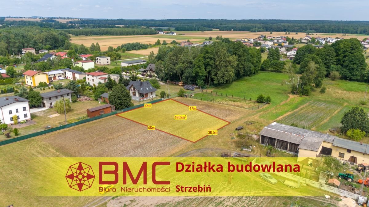 Działka budowlana na sprzedaż Strzebiń, Boczna  1 603m2 Foto 1