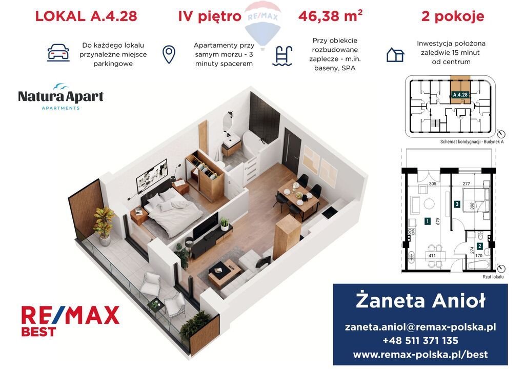 Mieszkanie dwupokojowe na sprzedaż Jastrzębia Góra, Rozewska  46m2 Foto 1