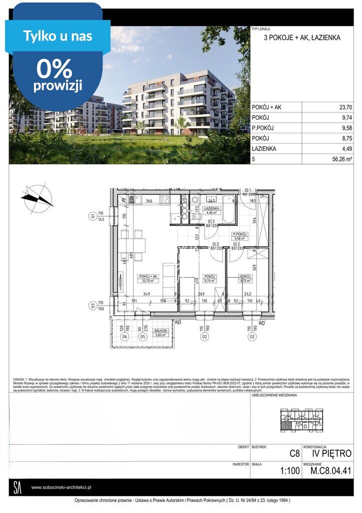 Nowoczesne 3-pokojowe mieszkanie 56 m² w Fordonie polecam Bydgoszcz, Fordon, Fordońska  56m2 Foto 1