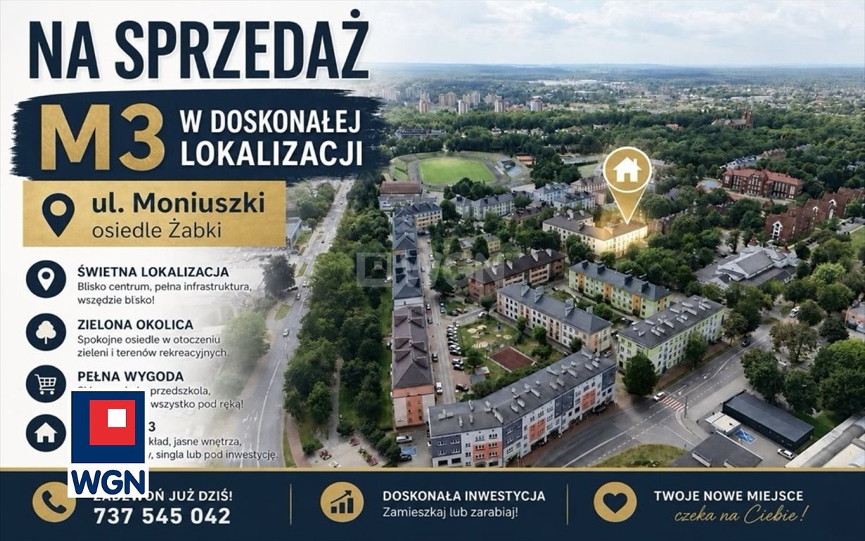 Sprzedam przestronne 44 m² mieszkanie na Żabkach w Zawierciu Zawiercie, Moniuszki  44m2 Foto 1