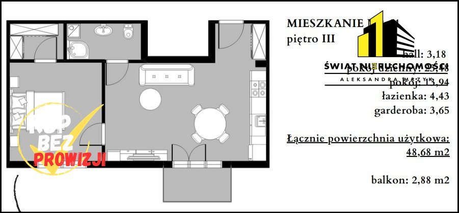 Mieszkanie dwupokojowe na sprzedaż Bielsko-Biała, Komorowice Śląskie  49m2 Foto 5
