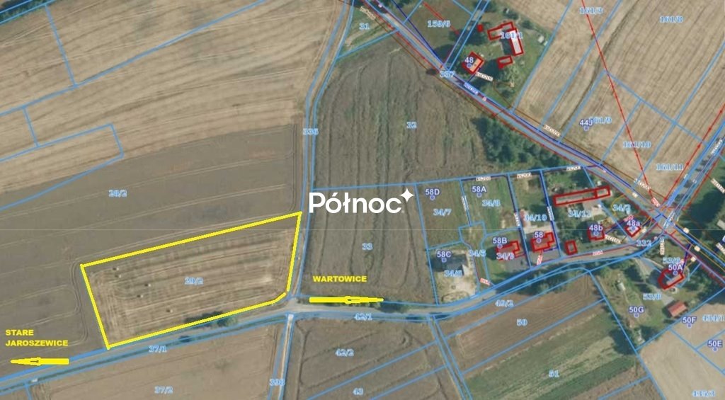 Działka rolna 9146 m² z dostępem do drogi asfaltowej Wartowice  9 146m2 Foto 1