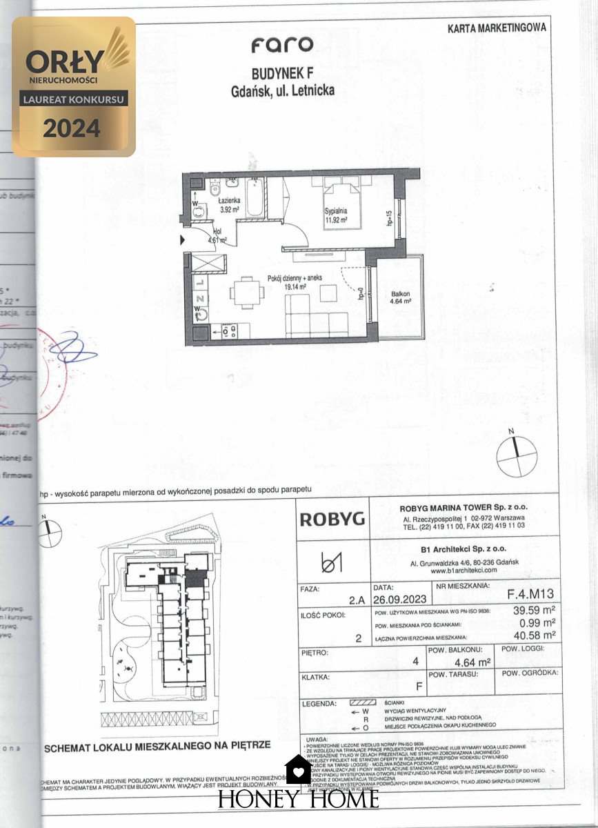 Mieszkanie dwupokojowe na sprzedaż Gdańsk, Letnica, Letnicka  41m2 Foto 2