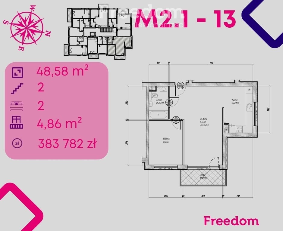 Mieszkanie dwupokojowe na sprzedaż Bonin  49m2 Foto 1