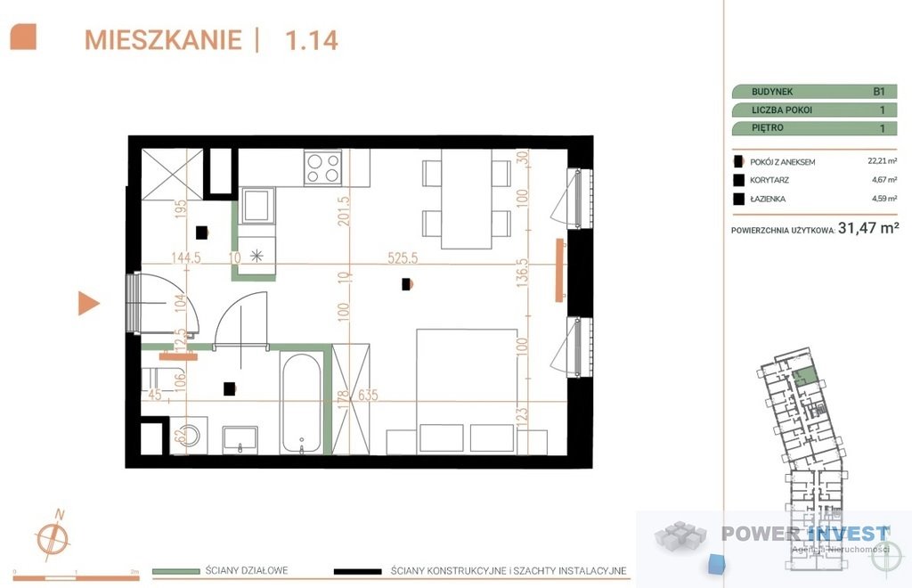 Kawalerka na sprzedaż Kraków, Zabłocie, Portowa  31m2 Foto 5