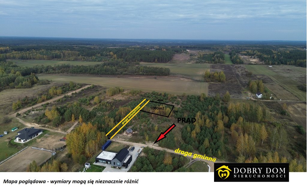 Działka 1000 m² z warunkami zabudowy, prąd, utwardzona droga Dąbrówki  1 000m2 Foto 1