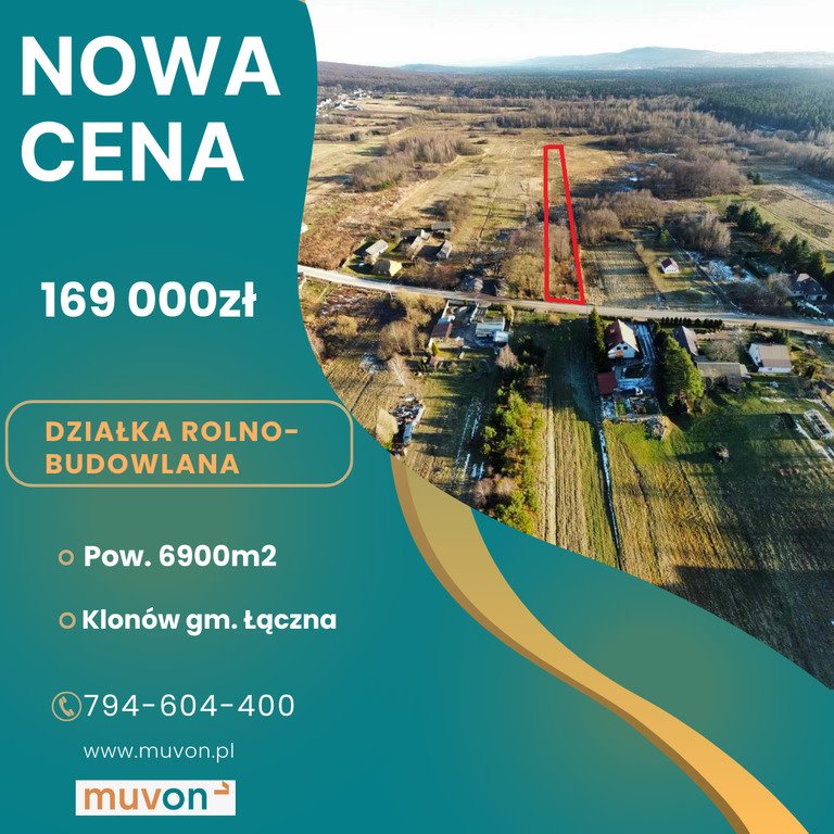 Działka budowlana na sprzedaż Klonów  6 900m2 Foto 1