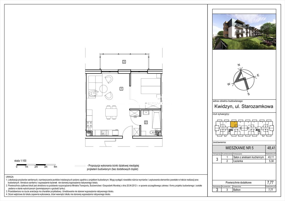 Mieszkanie dwupokojowe na sprzedaż Kwidzyn, Starozamkowa  48m2 Foto 5