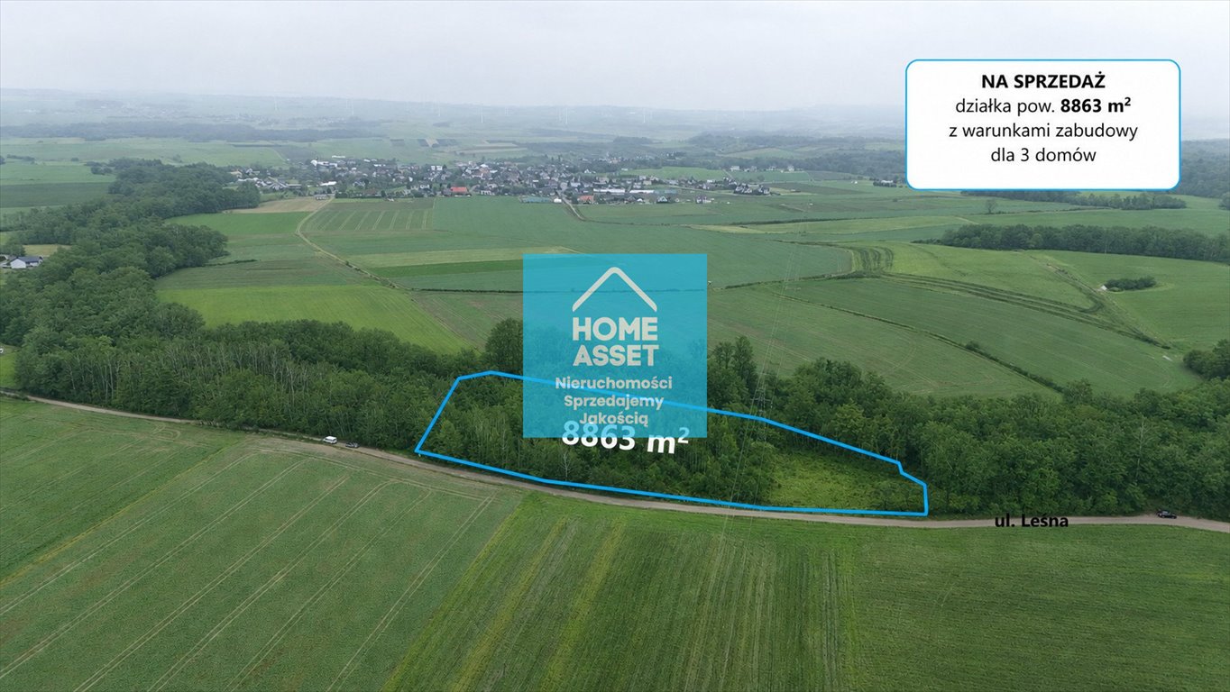 Działka 8 863 m² pod zabudowę 3 domów (Werblinia) Werblinia, Leśna  8 863m2 Foto 1