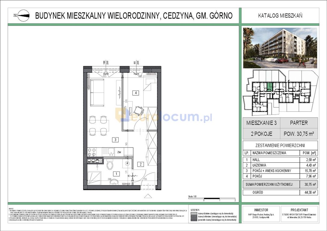 Mieszkanie dwupokojowe na sprzedaż Cedzyna  31m2 Foto 4