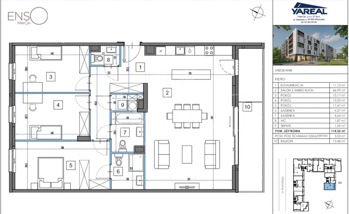 Ekskluzywny apartament 4 pokoi w Wilanowie, 114 m² Warszawa, Wilanów, Adama Branickiego  114m2 Foto 1