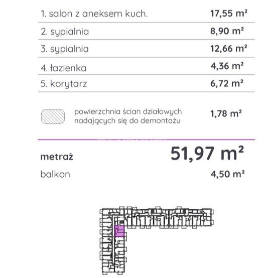 Mieszkanie trzypokojowe na sprzedaż Poznań, Żegrze, Wagrowska  52m2 Foto 5