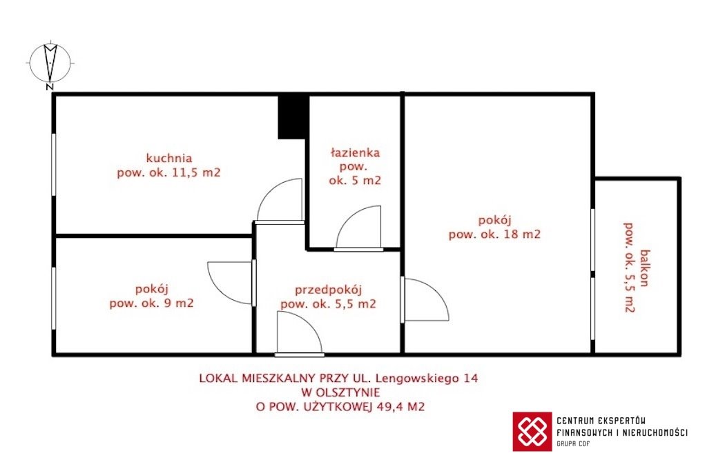 Mieszkanie dwupokojowe na sprzedaż Olsztyn, Podgrodzie  49m2 Foto 7