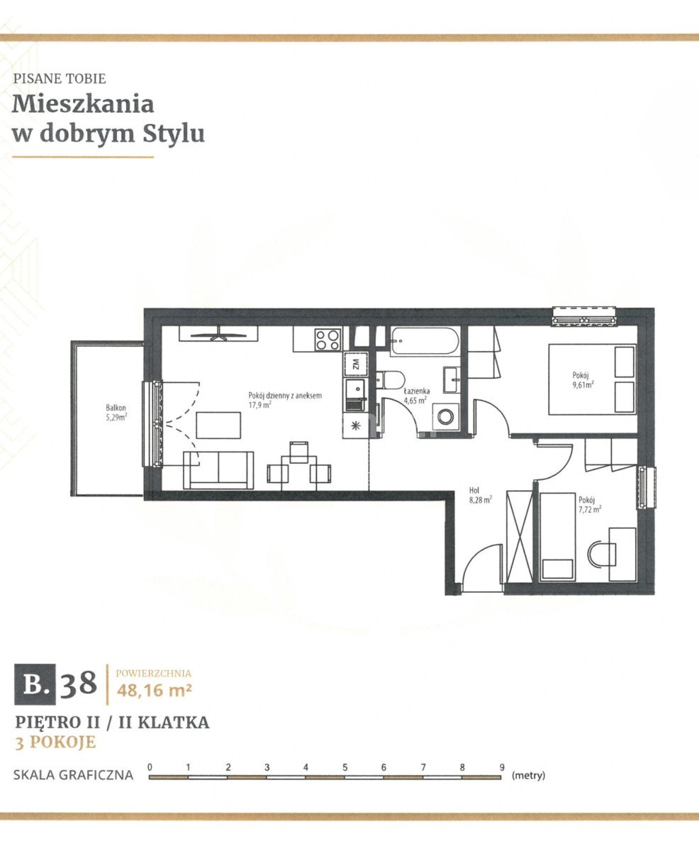 Mieszkanie trzypokojowe na sprzedaż Ciechocinek, Adama Mickiewicza  48m2 Foto 1