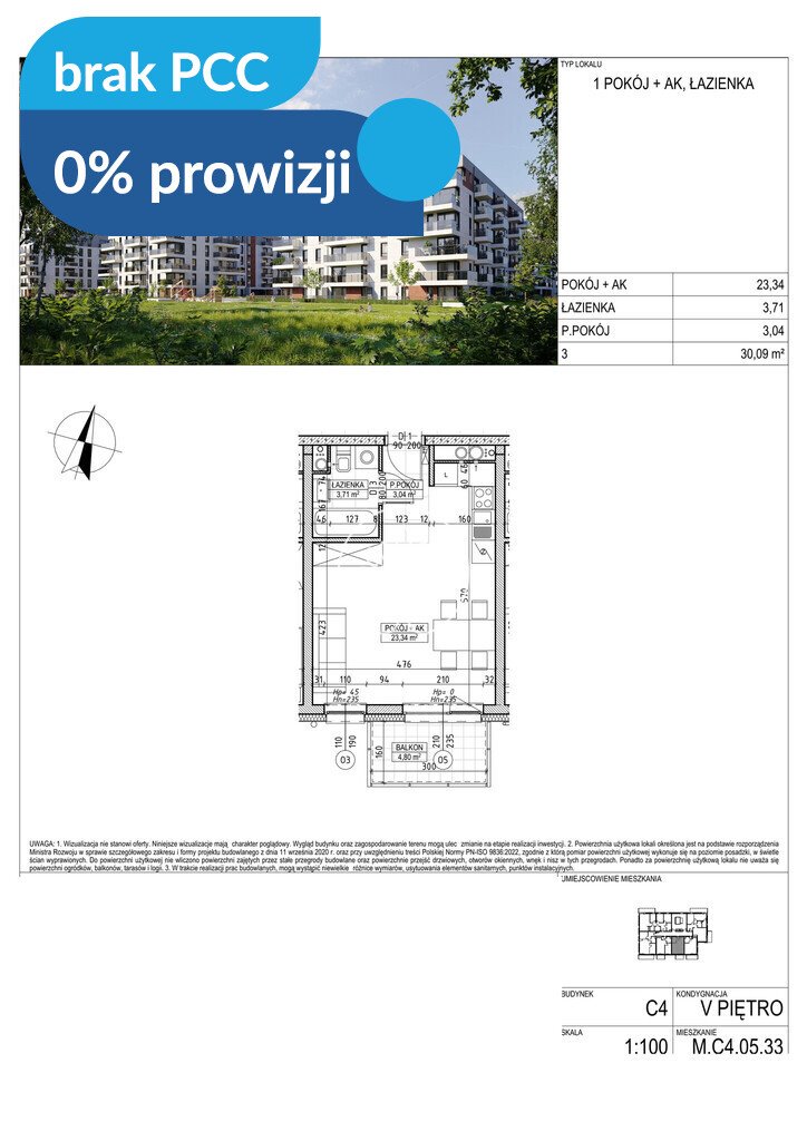 Nowoczesne 1-pokojowe mieszkanie z balkonem w Fordonie zapraszam Bydgoszcz, Fordon, Fordońska  30m2 Foto 1