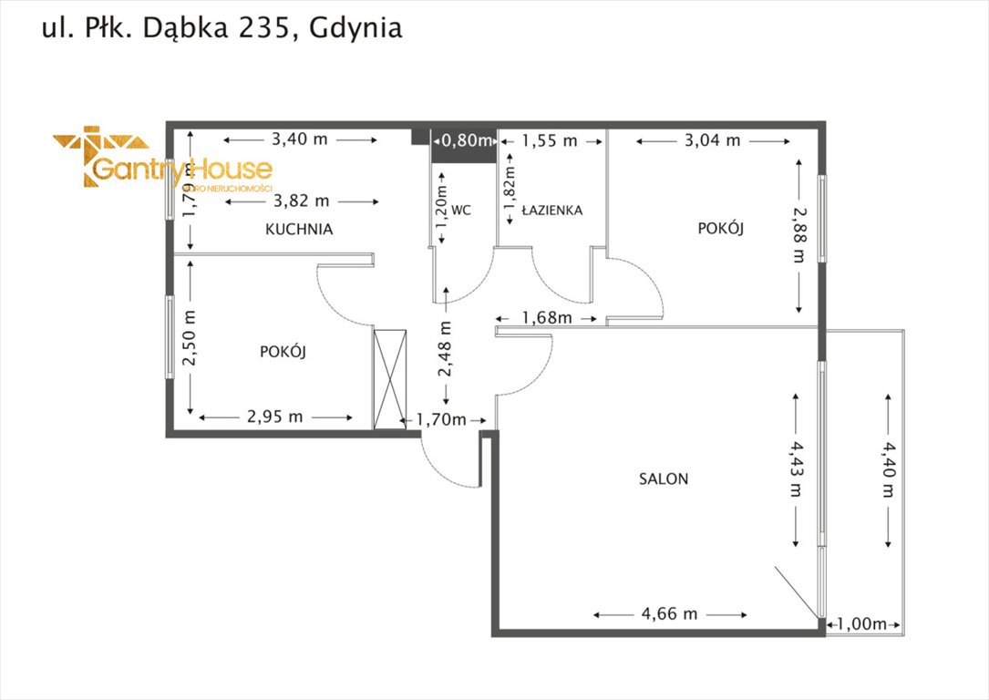 Mieszkanie trzypokojowe na sprzedaż Gdynia, Obłuże, Płk. Dąbka  53m2 Foto 2