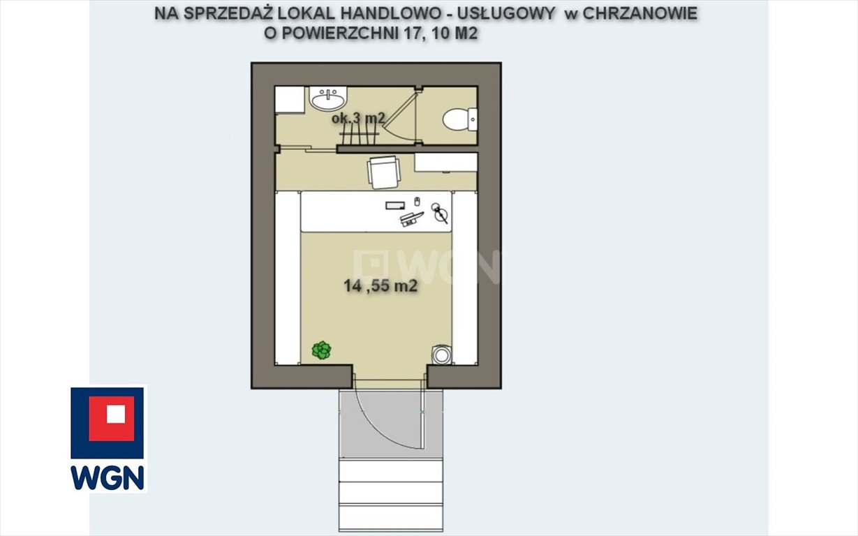 Do sprzedania atrakcyjny lokal usługowy 17,28 m² w centrum Chrzanowa Chrzanów, Śródmieście  17m2 Foto 1