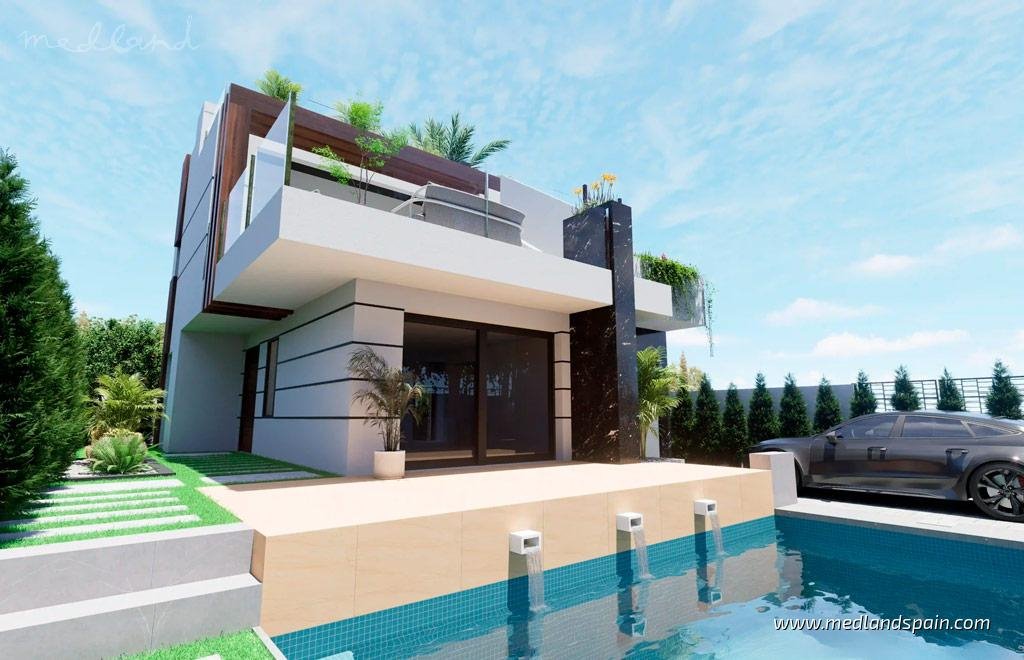 Nowoczesny dom z basenem i solarium w Los Alcázares Hiszpania, Los Alcázares  121m2 Foto 1