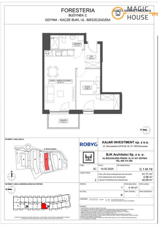 Mieszkanie dwupokojowe na sprzedaż Gdynia, Wielki Kack, Bieszczadzka  42m2 Foto 1