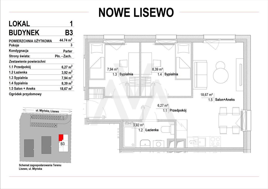 Mieszkanie czteropokojowe  na sprzedaż Kostkowo, Nowe Lisewo, Nowe Lisewo, Lisewska  57m2 Foto 9