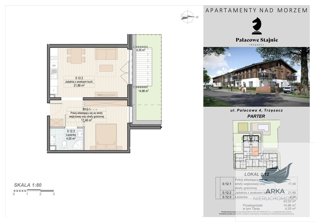 Mieszkanie dwupokojowe na sprzedaż Trzęsacz, Pałacowa  43m2 Foto 8