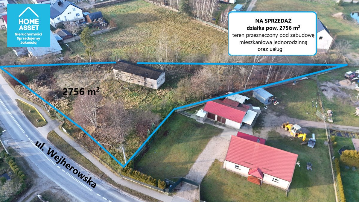 Działka budowlana 2756 m² z mediami i murowanym budynkiem Milwino, Wejherowska  2 756m2 Foto 1
