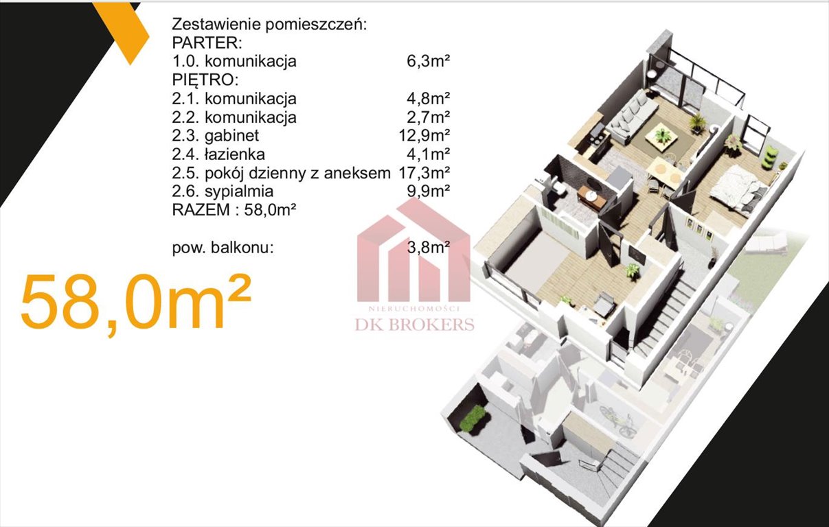 Mieszkanie trzypokojowe na sprzedaż Rzeszów, Dębina, Czesława Miłosza  58m2 Foto 1