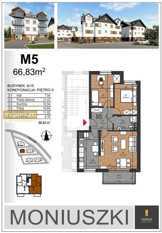 Mieszkanie dwupokojowe na sprzedaż Biłgoraj  50m2 Foto 6