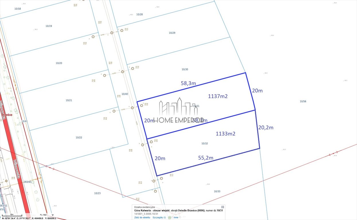 Działka 1133 m² z kanalizacją w Brześcach (Góra Kalwaria) Brześce, Jesionowa  1 133m2 Foto 1