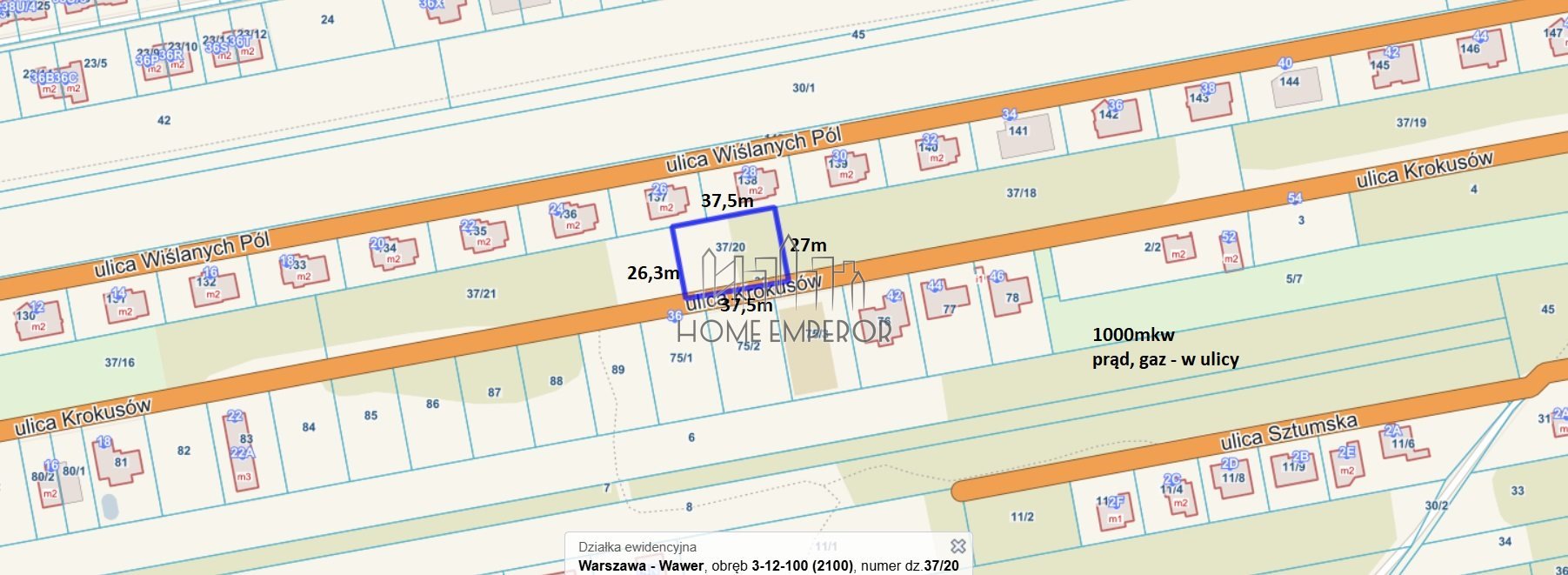 Działka budowlana na sprzedaż Warszawa, Wawer, Falenica, Krokusów  1 000m2 Foto 1