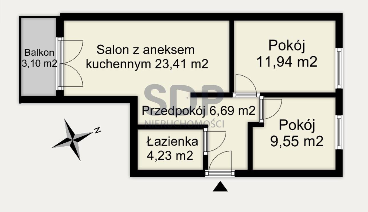 Mieszkanie trzypokojowe na sprzedaż Wrocław, Krzyki, Krzyki, Braterska  56m2 Foto 3