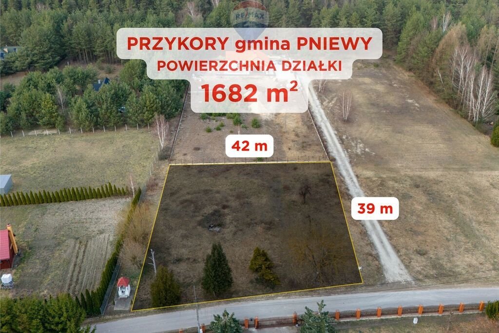 Działka budowlana 1682 m² z MPZP, las, prąd, kanalizacja Przykory  1 682m2 Foto 1