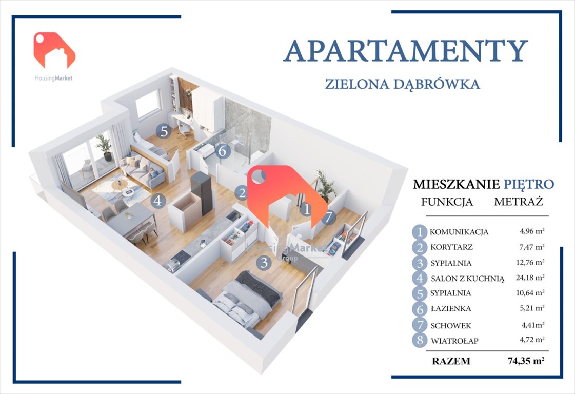 Mieszkanie trzypokojowe na sprzedaż Warszawa, Wawer, Celulozy  74m2 Foto 2