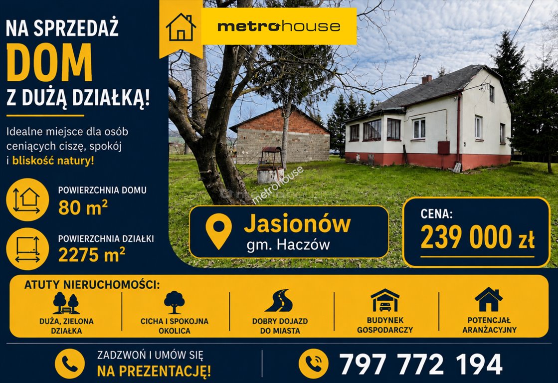 Dom do remontu na dużej działce w Jasionowie - polecam Jasionów  80m2 Foto 1