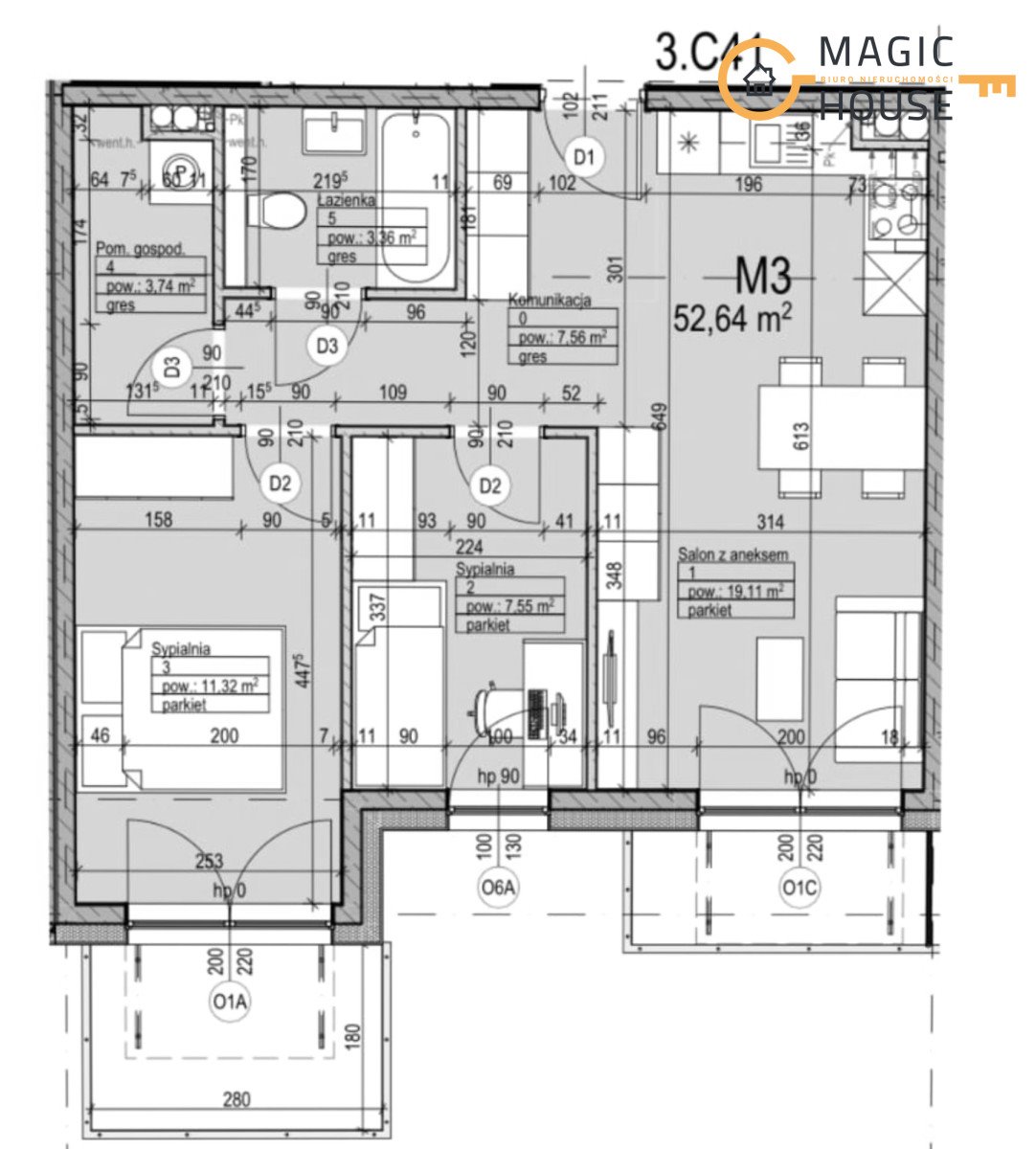 Mieszkanie trzypokojowe na wynajem Pruszcz Gdański, Henryka Arctowskiego  53m2 Foto 11